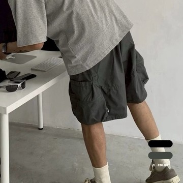 【PORY STORE】日系復古city boy 口袋工裝短褲 美式 機能 短褲 韓系 實拍 男生 工裝短褲 工作褲