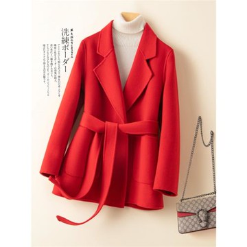 反季新款雙面羊絨大衣女短款修身純羊毛秋冬小個子氣質毛呢外套