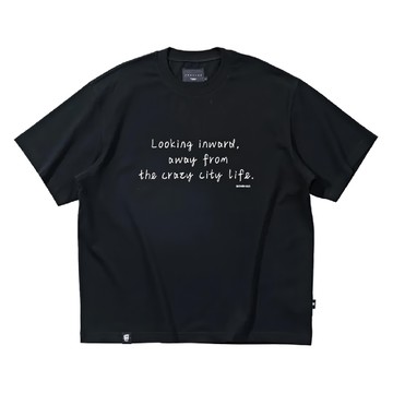 BOHRHOO 簡約輕薄標語 T 恤 黑色 L 碼 100%棉