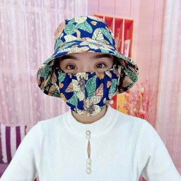 24新款防曬口罩帽子夏季女防曬輕薄透氣遮陽遮臉防紫外線太陽帽子