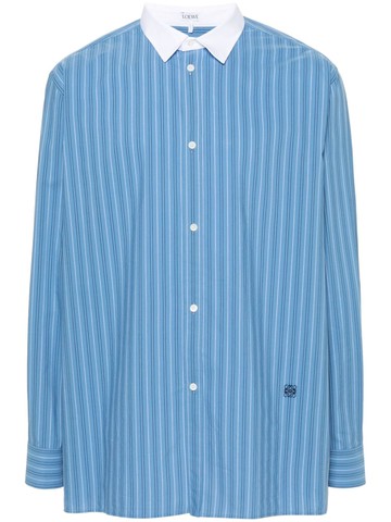 LOEWE - striped contrasting-collar shirt - men - Cotton/Polyester - 39 - Blue