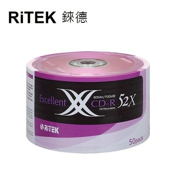 【RiTEK錸德】 52X    CD-R  裸裝  700M   X版    50片/組｜領券最高折$220