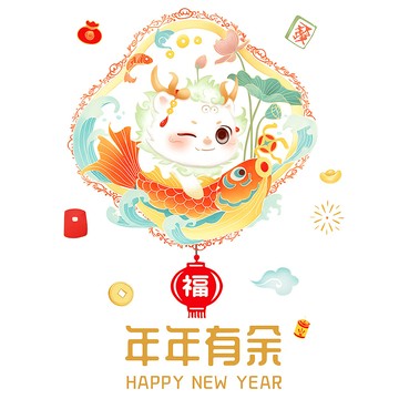 半島良品 新年款DIY壁貼  窗花-年年有餘  45 x 30cm