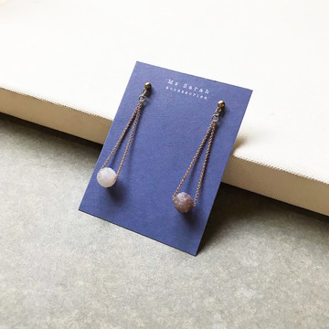 靜謐天然石_黃銅耳環_碧璽(可改夾)