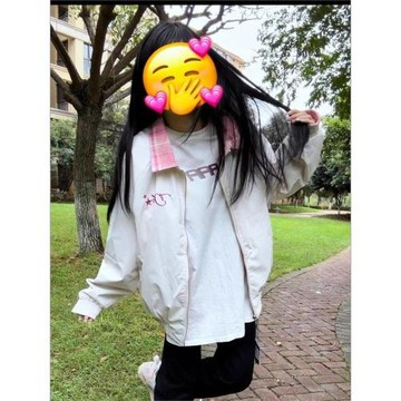 復古風格子雙面穿字母外套女春秋新款休閑寬松百搭小個子夾克女潮