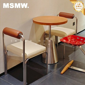 【工業風網紅】餐廳桌椅 奶茶店桌椅 咖啡廳桌椅 小吃店桌椅 餐桌椅組合 不鏽鋼金屬腳 簡約韓式設計 卡座沙發 商用家用兩用