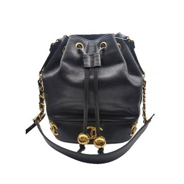 【二手精品 9.8成新】CHANEL香奈兒黑金水桶斜挎背包 編號L99