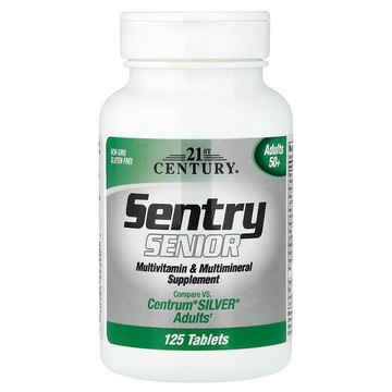 21st Century, Sentry Senior 多維生素礦物質營養片，適用於 50 歲以上中老年人，125 片