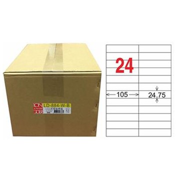 龍德 24格 白色 A4 三用電腦標籤 24.75x105mm 1000張 /箱 LD-884-W-B【APP滿額下單10%點數(單一帳號最高5000點)】1/31止