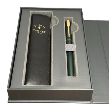 PARKER 威雅XL森林綠鋼珠筆 真皮筆套禮盒