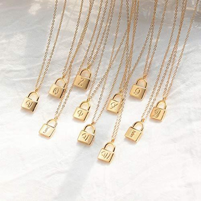 MYEARS レディース ロックネックレス ゴールド南京錠ペンダント イニシャル刻印 アルファベット文字 パーソナライズ 14Kゴールドフィルドチェー  通販 LINEポイント最大0.5%GET LINEショッピング