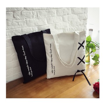 【現貨&限時免運中】日韓 鞋带交叉款 帆布袋 帆布包 背包