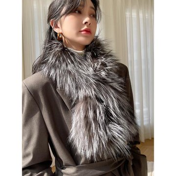 韓國狐貍毛圍巾雙面狐貍皮草圍巾加厚女士真毛圍脖保暖毛毛領子潮