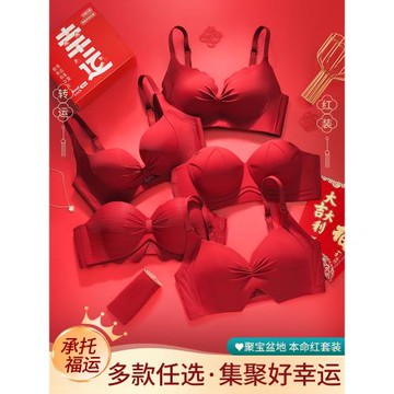 紅色本命年內衣內褲套裝女2025蛇年幸運禮盒裝新款小胸聚攏文胸罩