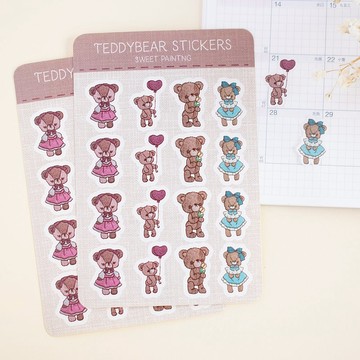 貼紙 – 刺繡風泰迪熊插畫 No.2 | 2 张装