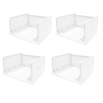 comet 可疊加抽取式收納箱 L  白色  4個