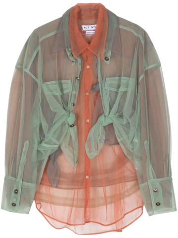 ACT Nº1 - sheer layered shirt - women - Polyamide - L - Green