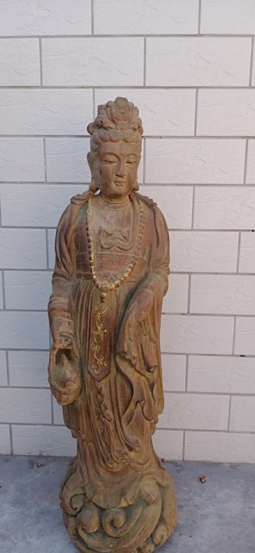 品相不錯楠木佛像木雕彩繪觀音菩薩