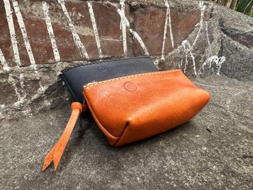 手指零錢包/印章包 小物包  color: 焦糖橘/黑色