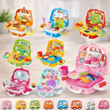 現貨〔過家家系列H1M】漢堡 餐車 燒烤 化妝 糖果 切切樂玩具 ♥ 手提箱 家家酒 扮演遊戲 收納便攜 多款可選
