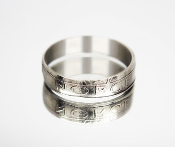 挪威硬幣戒指 1 皇冠 1997-2012 男士硬幣戒指 女士硬幣戒指