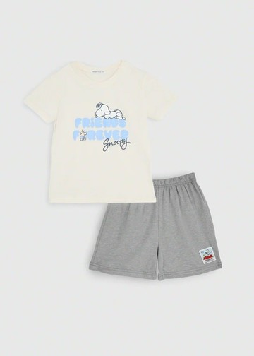 兒童成套_史努比系列．微落肩短袖上衣(豆米-友誼)