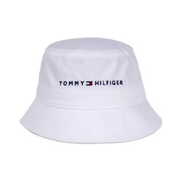 TOMMY 熱銷刺繡Logo漁夫帽-白色