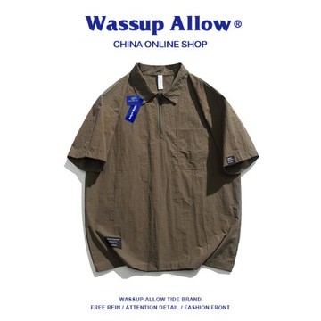 (免運)Wassup allow日系冰絲速干POLO衫夏季短袖T恤ins寬松休閑涼感體恤