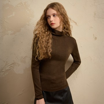 SO NICE 百搭高領柔暖羊毛桑蠶絲針織上衣