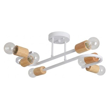 Honey Comb 北歐工業風半吸頂燈六燈 簡約時尚 木質燈座 節省空間  1入