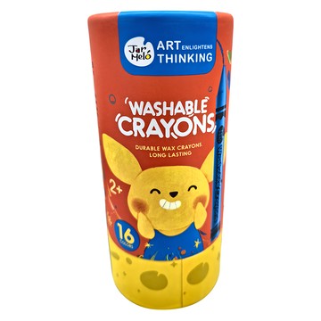 Jar Melo 原創美玩 創意美學兒童可水洗蠟筆 持久耐用  16色  1組
