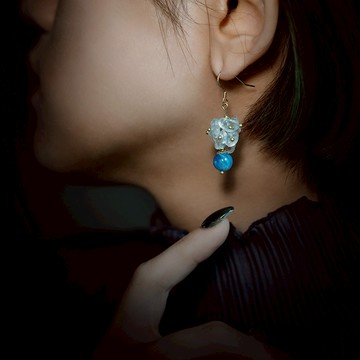 叮叮噹噹系列｜藍晶白水晶耳勾式耳環 E0035