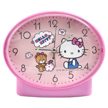 Sanrio 三麗鷗 HELLO KITTY 粉漾橢圓靜音貪睡鬧鐘 JM-6322KT-B  粉色