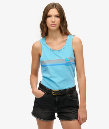 Superdry Women's Outdoor Stripe Scoop Neck Tank Top Blue Size: 10