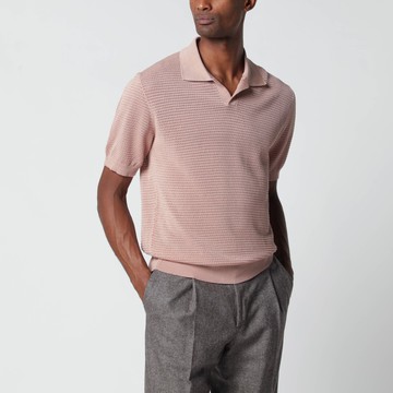 Pink openwork cotton polo shirt