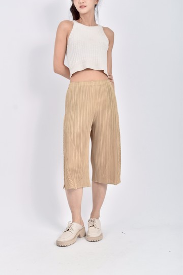 (S) pleats please高腰質感多摺棕色長褲