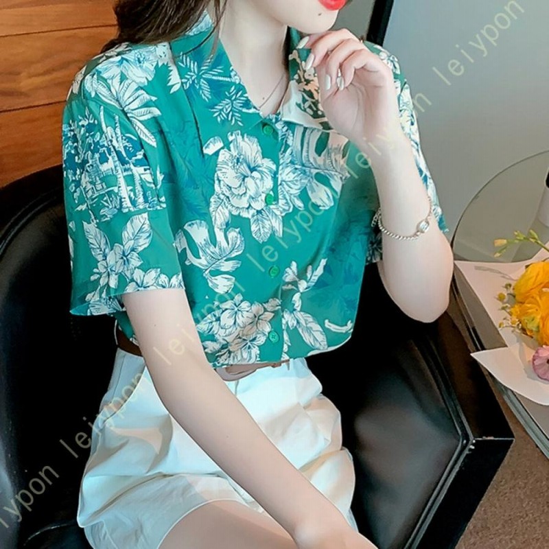 レディース アロハシャツ トップス 半袖 夏 シフォン 薄手 ブラウス カットソー 花柄シャツ無地 日焼け止め ゆったり 着痩せ 海辺 旅行 個性 シンプル デート レディース アロハシャツ トップス 半袖 夏 シフォン 薄手