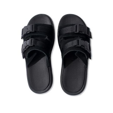 New Balance 女鞋 黑色 休閒 厚底 穿搭 運動 雙扣 麂皮 拖鞋 SWAUTLA1