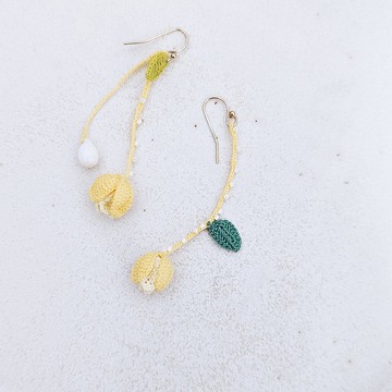 蕾絲鉤針編織耳環  不對襯