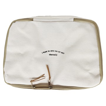 E.dot 加厚樸實米白帆布棉被衣物收納袋  大號(39 x 29 x 26cm)  1個