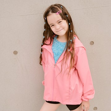 GIAT - 防潑水UPF50+抗UV防風外套-兒童款/連帽-珍珠紅