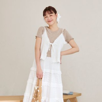 OB嚴選中大尺碼-兩件式蕾絲細肩帶背心上衣套組《AB20274》