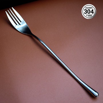 高檔鏡面銀色304不銹鋼西餐主餐叉長柄家用商用酒店沙拉牛排叉子