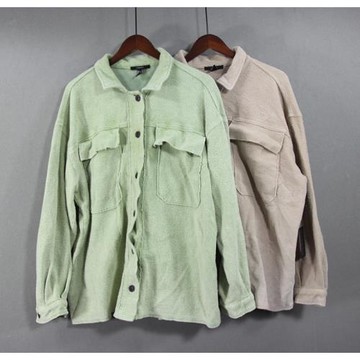 外貿男女款落肩襯衫外套磨毛純棉毛巾布時尚港版寬松大版襯衣夾克
