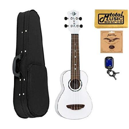 Luna Uke"Hau" Snow White Soprano Ukulele w Soft Case Bundle, UKE HAU S