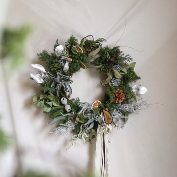 【遇見恆久】雪中花語日本進口永生不凋雪松聖誕花圈