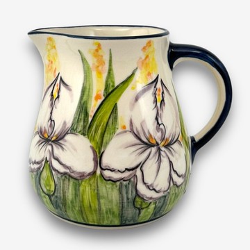 波蘭手繪手工陶-牛奶壺 750ML 紫鳶尾花系列 設計師款