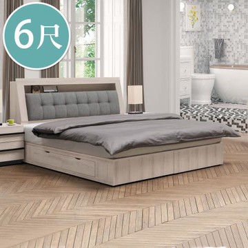 Boden-瑪諾6尺雙人加大床組(床頭箱+四抽收納床底)(不含床墊)
