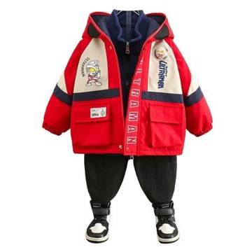 奧特曼衣服男童沖鋒衣三合一夾棉外套2025新款秋冬裝兒童加厚棉服