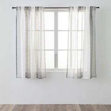 艾禮思條紋緹花半腰窗紗270x165cm 礫石灰